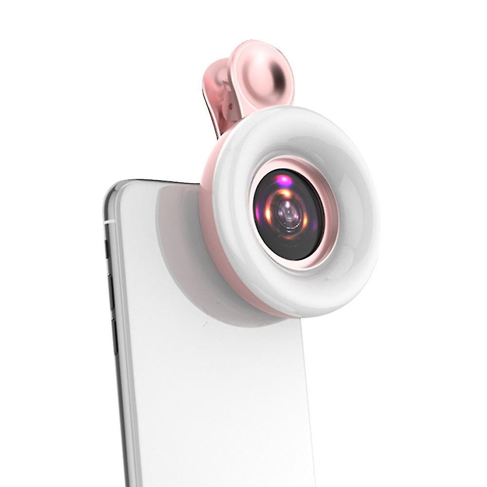 Tragbare Stirnlampe Für Mobiltelefone Mit 15-facher Makrolinse, Selfie-clip Und Reise-taschenlampe – Pink
