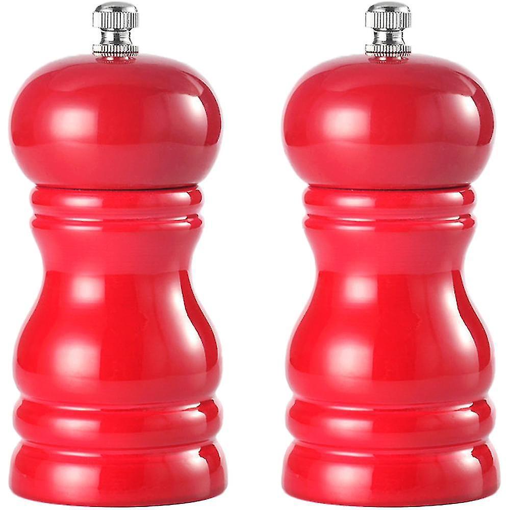 Manuelle Pfeffermühle Aus Massivholz, Gewürzflasche, Pu-lackierung, Rote Pfeffermühle