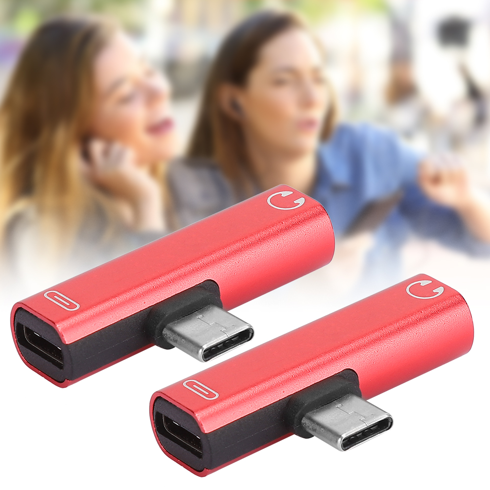 2-teiliges Usb-c-auf-3,5-mm-audiokabel Mit Ladegerät, Kopfhöreradapter Mit Zwei Klinkenbuchsen (rot)