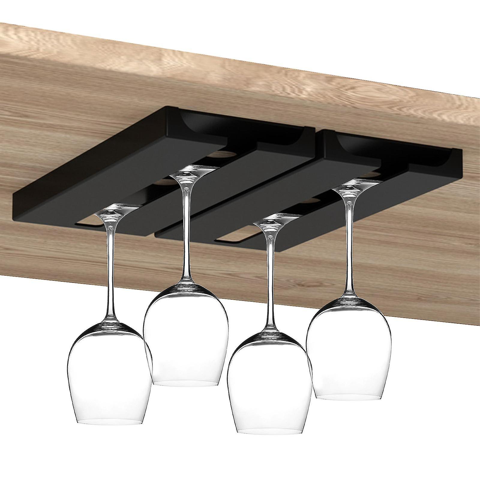 Weinglashalter – Unterbau-stielglasregal, Aufbewahrung Für Weingläser – Schwarz – 2er-set