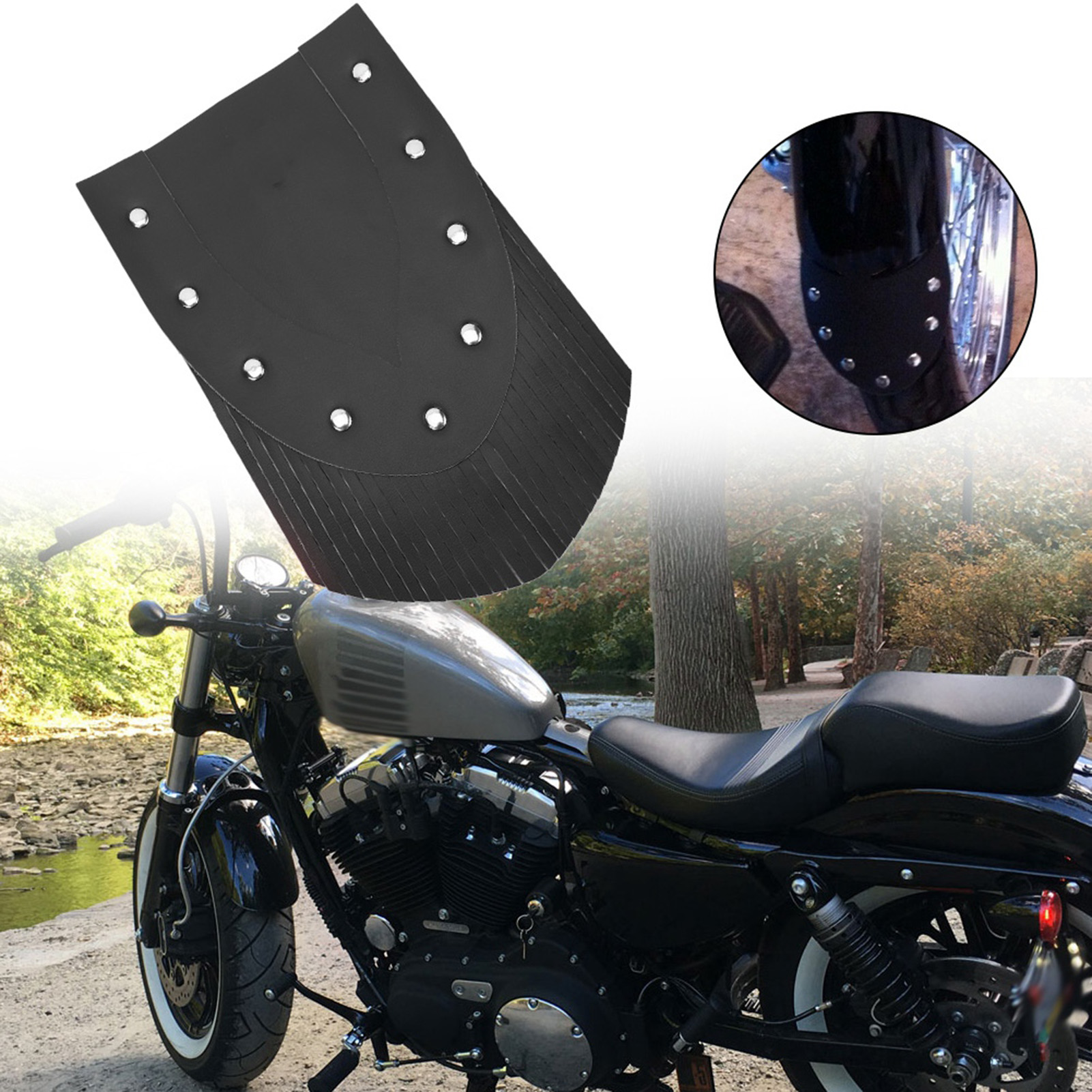 Motorrad-kotflügelschutz Vorne Mit Fransen, Motorrad-tuningzubehör (schwarz)