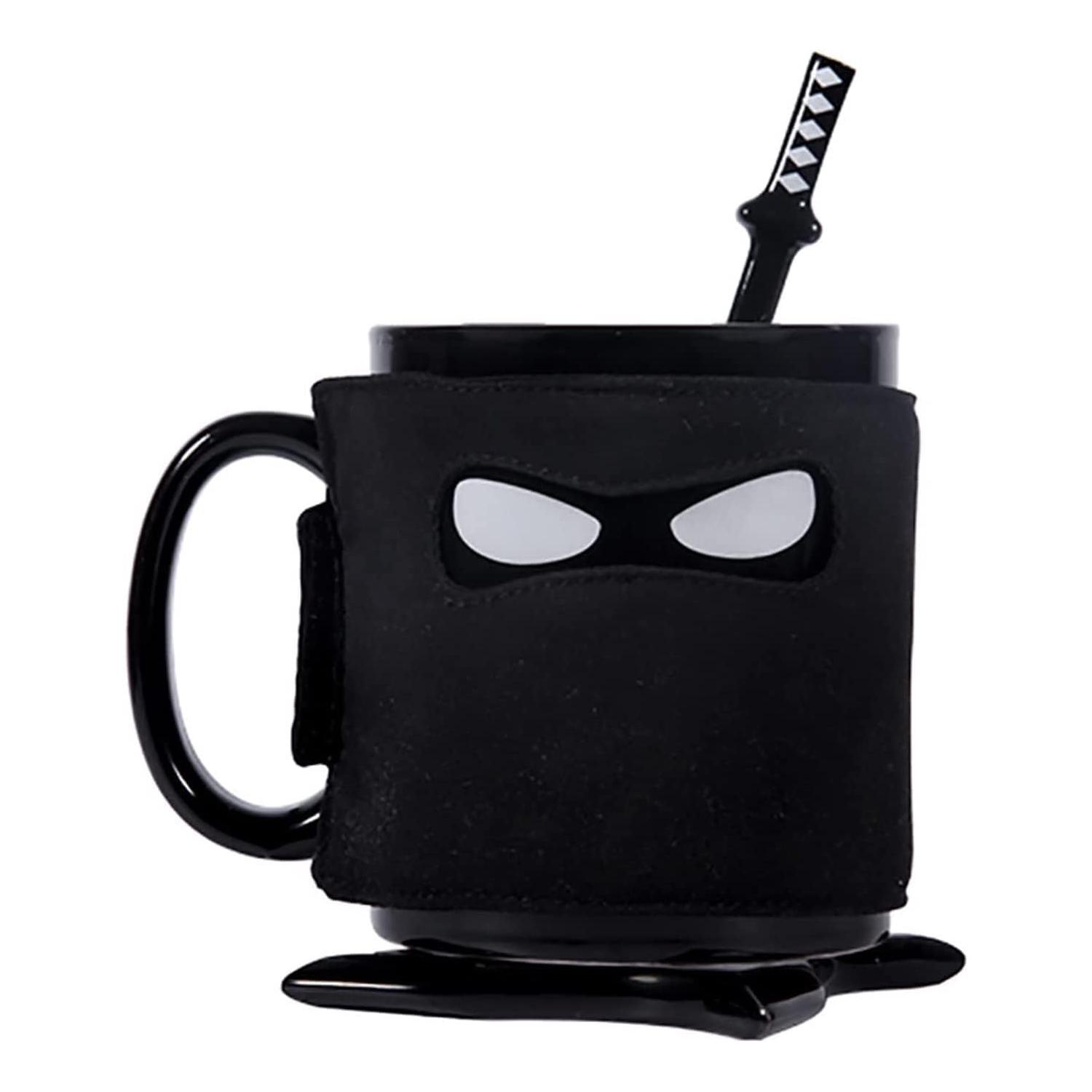 Herren-keramikbecher Mit Deckel Und Henkel, Inklusive Bürste Und Löffel, 35 Cl Schwarzer Kaffeebecher Für Tee Und Heißgetränke