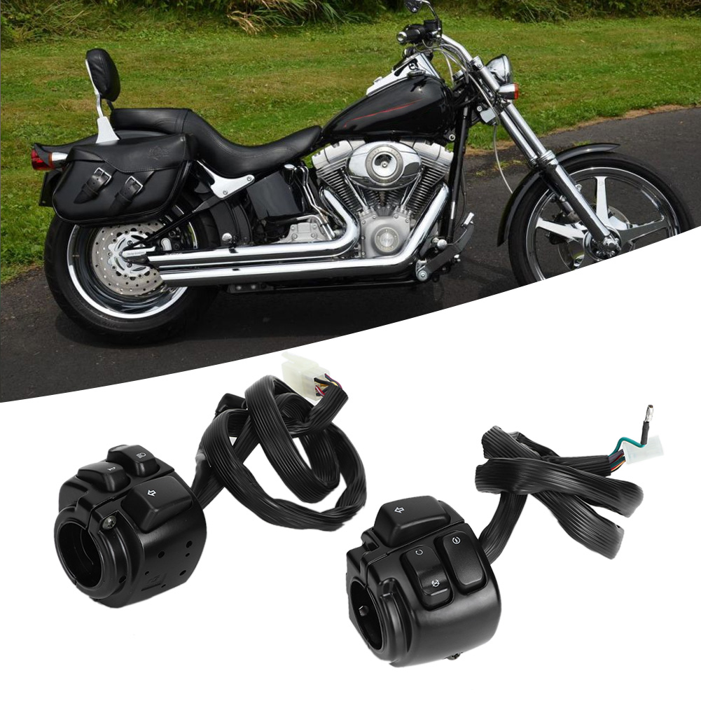 2-teiliger Motorrad-scheinwerferschalter Mit Kabelbaum Und Griff, Schwarz