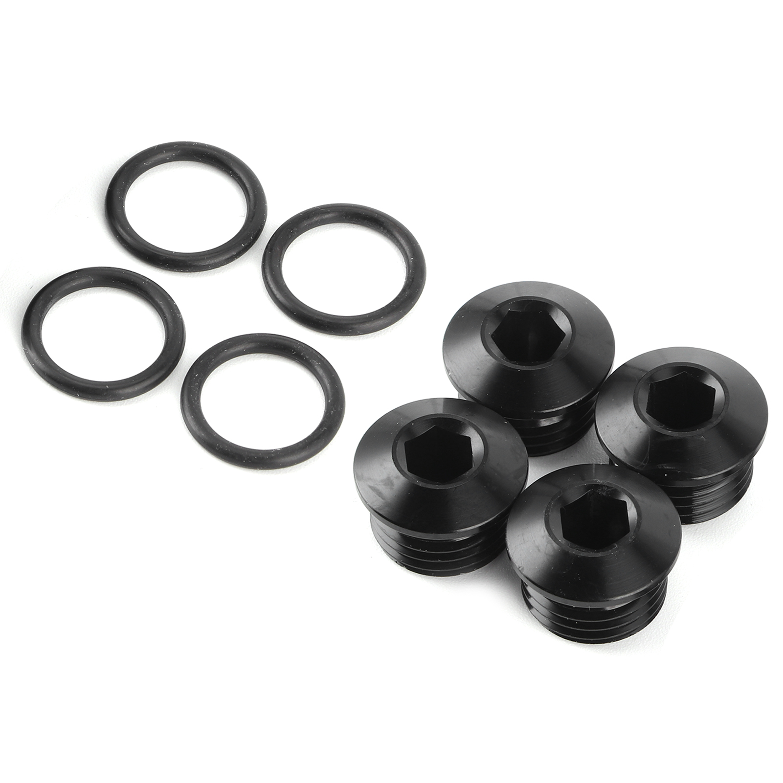 Satz Mit 6 Orb-außengewindestopfen Mit Sechskantgewinde Und Schwarz Eloxierten O-ringen Aus Aluminiumlegierung