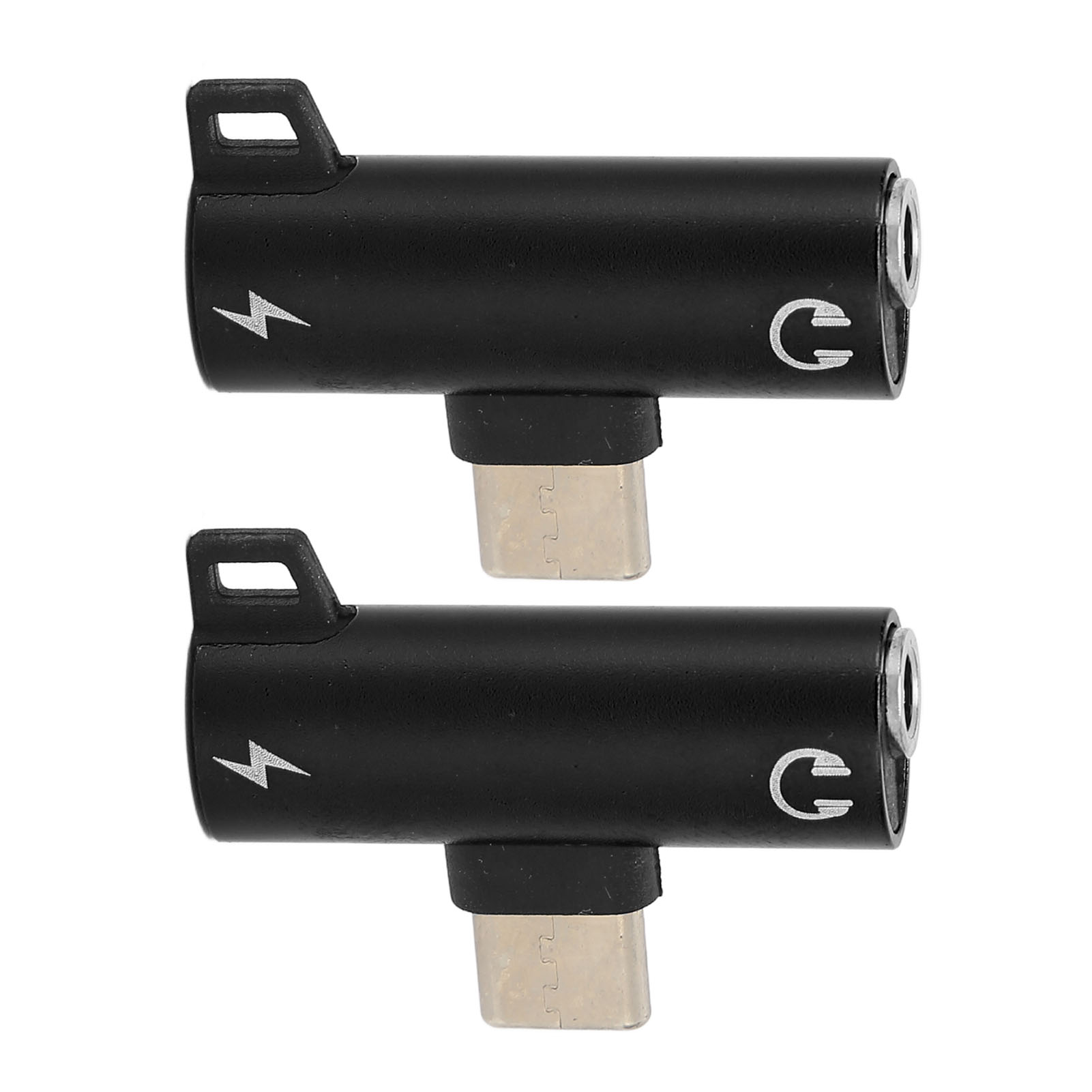 2er-pack Usb-c-auf-3,5-mm-klinkenadapter, Doppelfunktion: Gleichzeitiges Laden Und Abspielen, Robustes Abs-gehäuse, Kompatibel Mit Smartphones Und Tablets, Schwarz