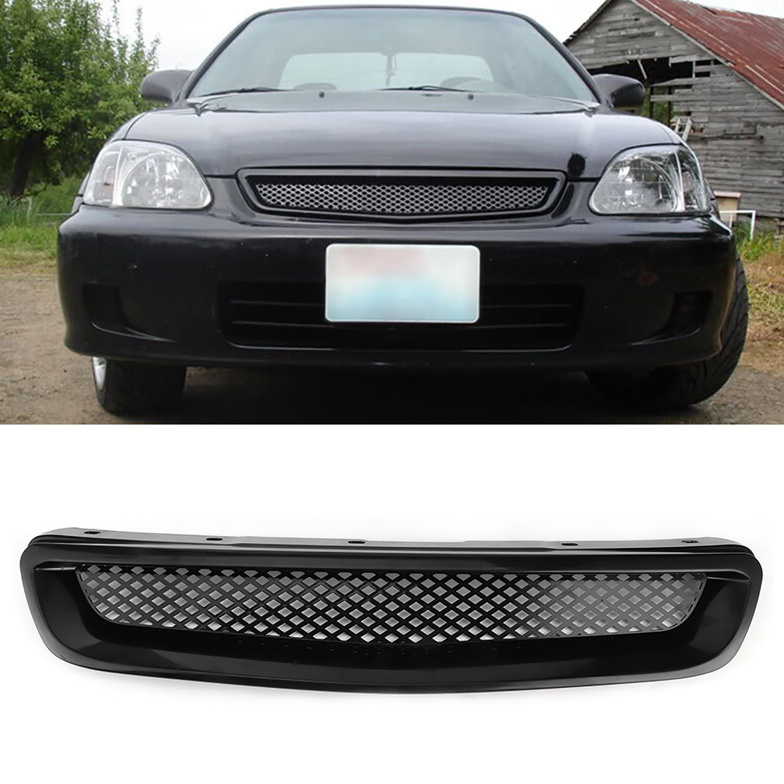 Schwarzer Abs-kühlergrill Für Honda Civic 1999-2000, Frontstoßstangenschutz