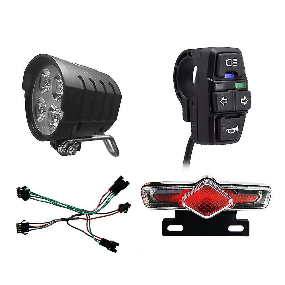 Vorder- Und Rücklichtset Für Elektrofahrräder, 36v, 48v, 52v, 60v Eingang, Mit Hupe, Blinker Und Schalter Dk336.