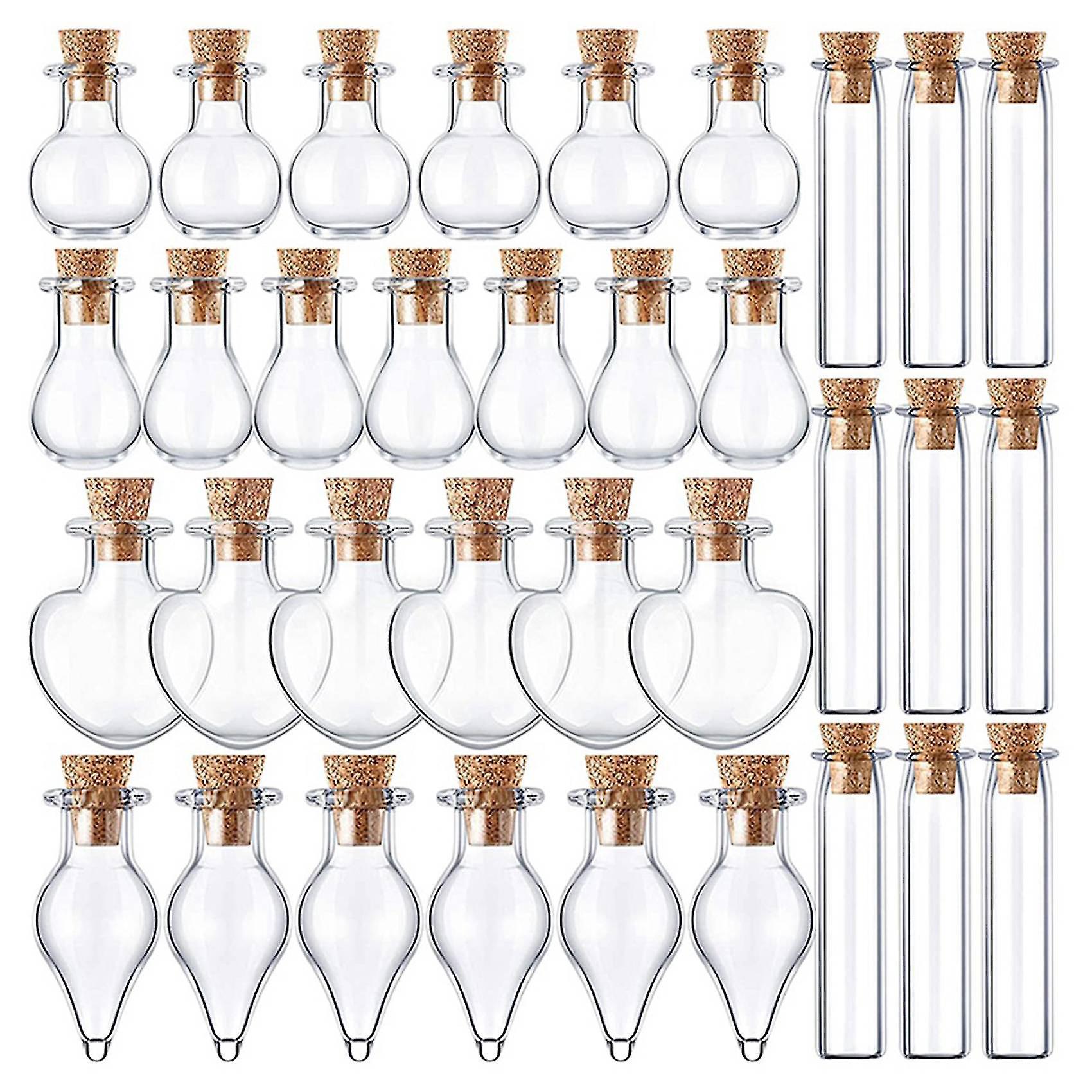 50 Mini-glasgefäße Und -flaschen Mit Korken, 5 Verschiedene Formen, Für Professionelle Und Originelle Diy-kreationen.