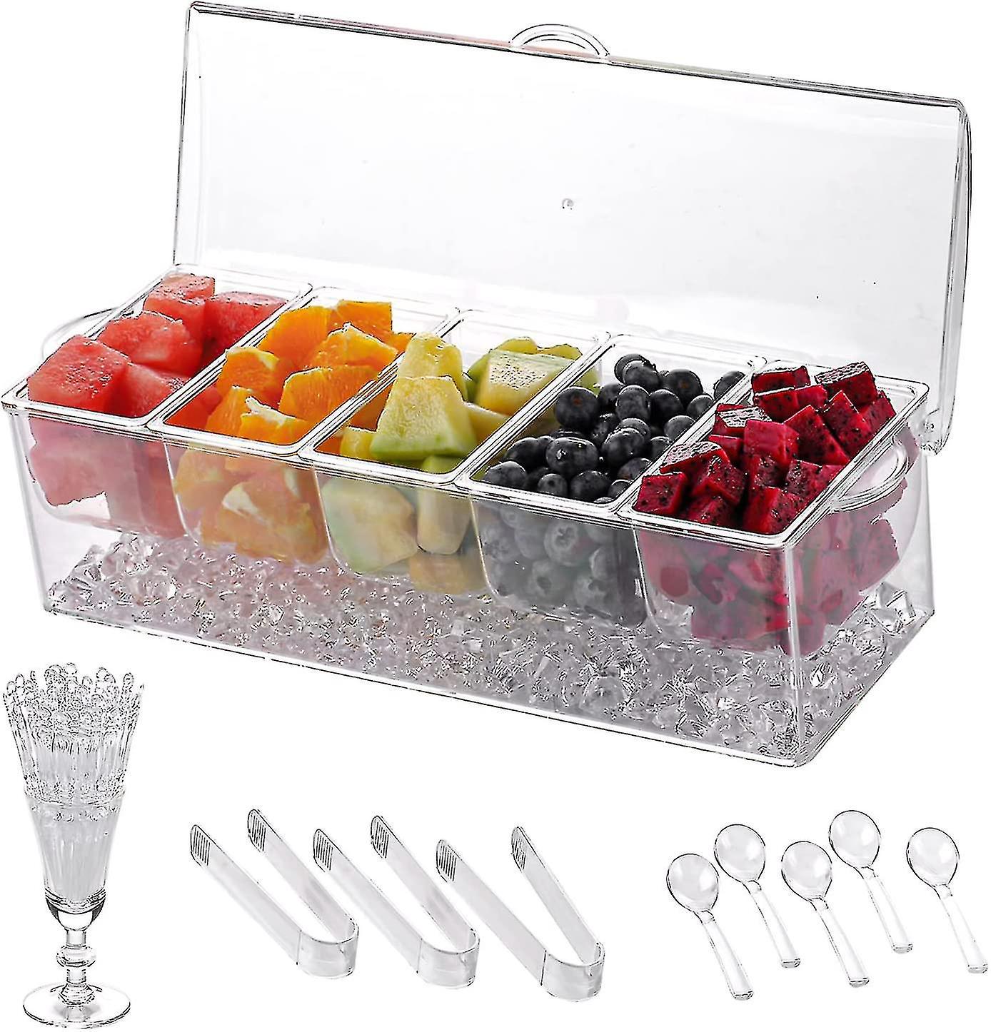 Gekühlte Gewürzvitrine Transparente Und Gekühlte Gewürzbar Gekühlte Gewürzschale Mit Deckel Und 5 Herausnehmbaren Fächern