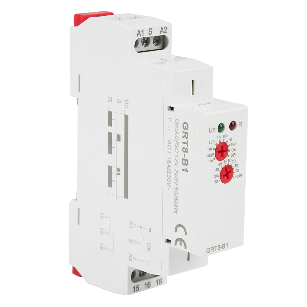 Mini-zeitrelais Grt8-b1 Mit Verzögerter Schaltfunktion, Din-schienenmontage, 12–240 V Ac/dc