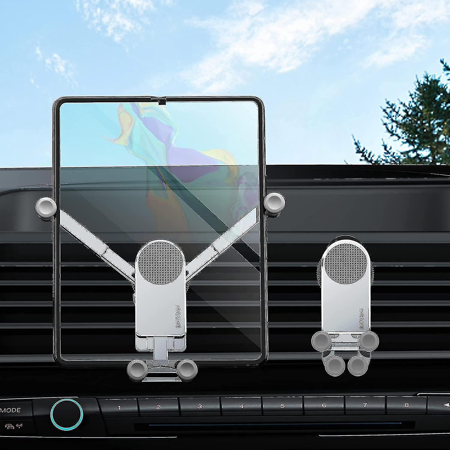 Gravity Auto-handyhalterung Kompatibel Mit Samsung Galaxy Z Fold 4/z Fold 3, Lüftungsschlitzclip – Silber