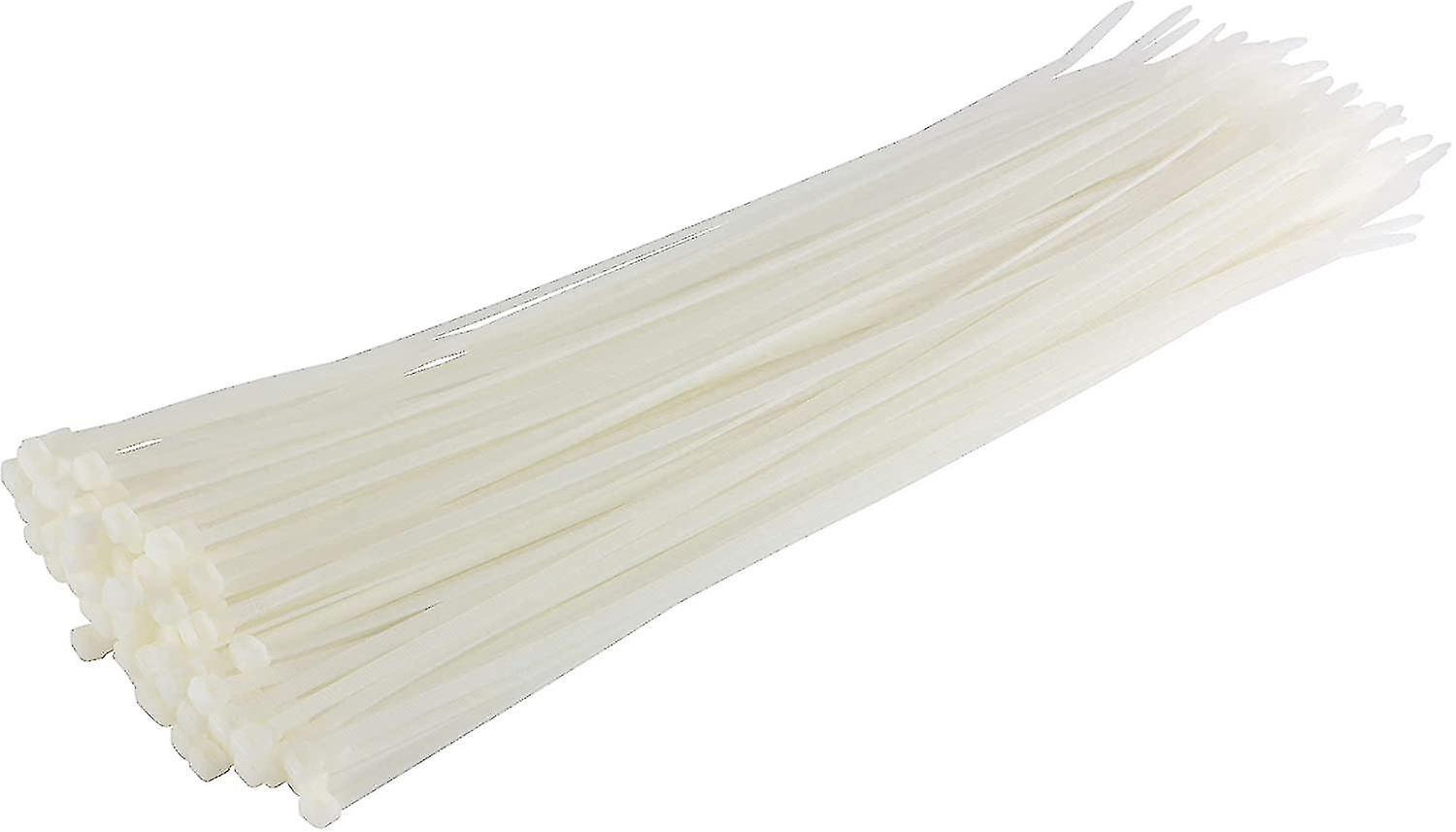 Lange, Robuste Silberne Kabelbinder, 370 Mm X 4,8 Mm, Packung Mit 100 Stück, Aus Hochwertigem Nylon, Weiß.