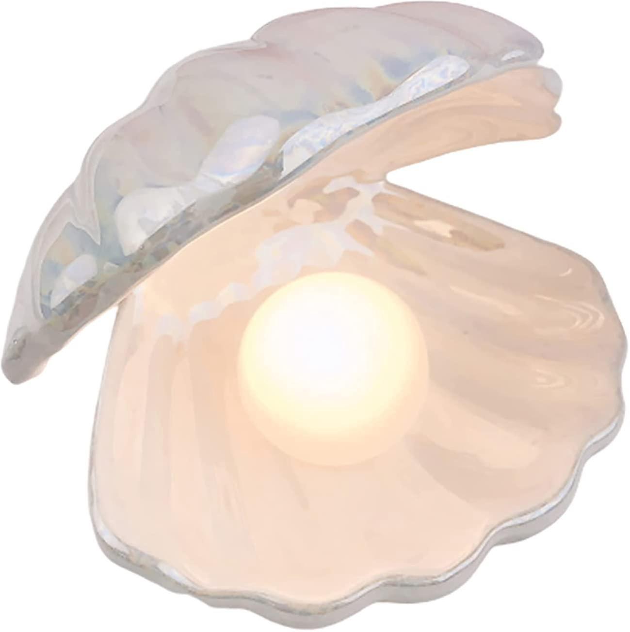 Nachttischlampe Mit Muschel- Und Perlenmotiv (weiß)