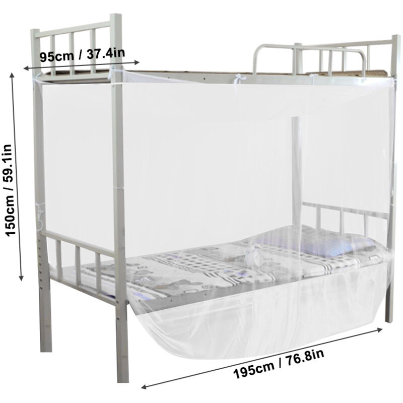 Moskitonetz Für Eckbetten Mit Vier Stangen, Weiß, Einzel-/doppel-/queensize (90 X 190 X 150 Cm) – Mückenschutz