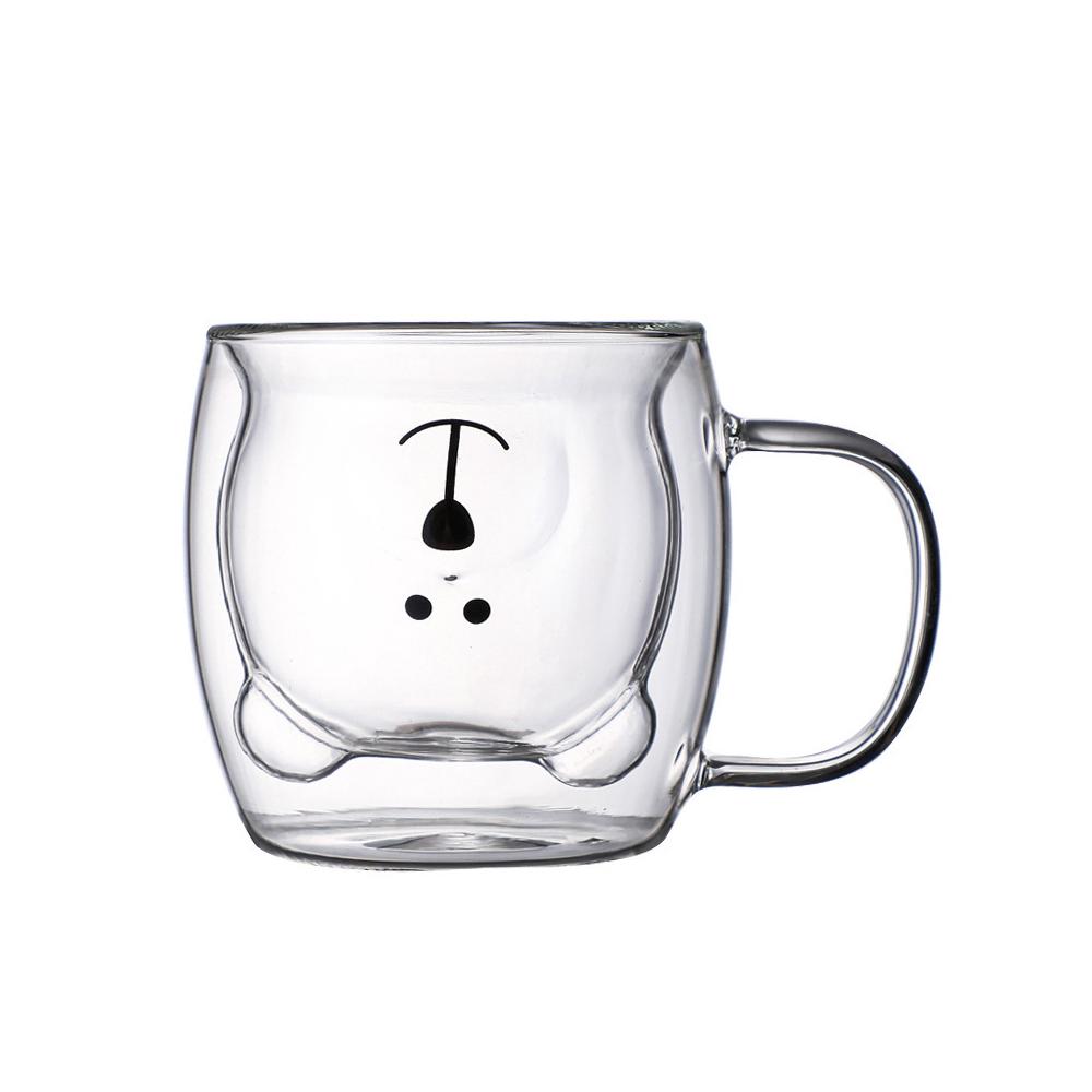 Niedlicher Teddybär-kaffeebecher Aus Doppelwandigem Glas – Geschenkidee Zum Valentinstag Und Geburtstag – 250 Ml (weiß Mit Henkel)
