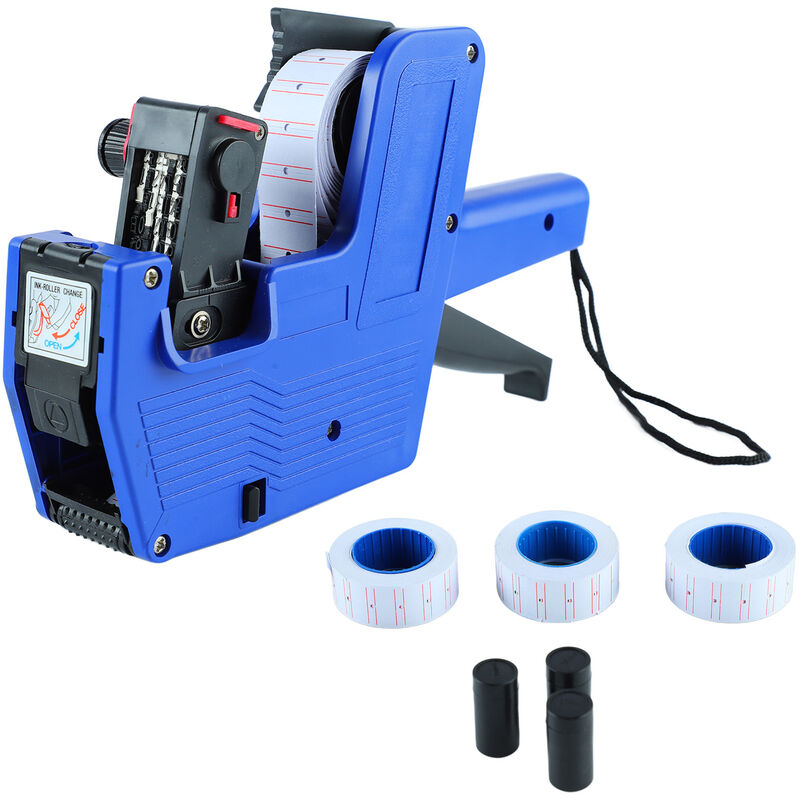 8-stelliger Digitaler Preisauszeichnungsdrucker Mit 3 Rollen Etikettenpapier, 3 Farbwalzen, Preisauszeichnungsdrucker Mit Klarem Druck Für Einzelhandelsgeschäfte Und