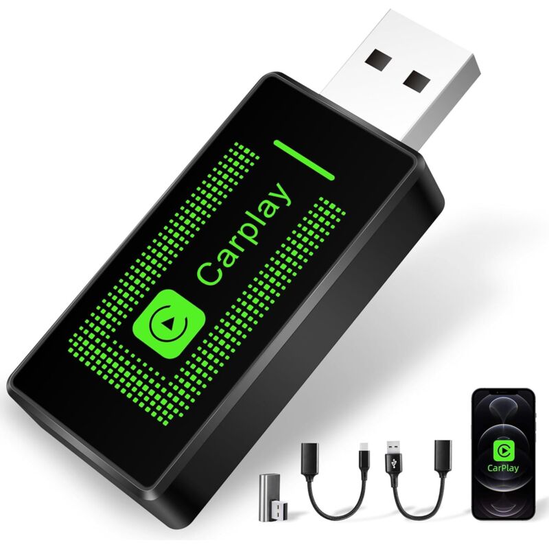 Lyssiefeel Kabelloser Carplay-adapter Für Iphone, Upgrade 2024, Carplay-usb-stick, Einfache Plug-and-play-installation, Kompatibel Mit Fahrzeugen Ab Baujahr 2016 Und Iphones Mit Ios 10+