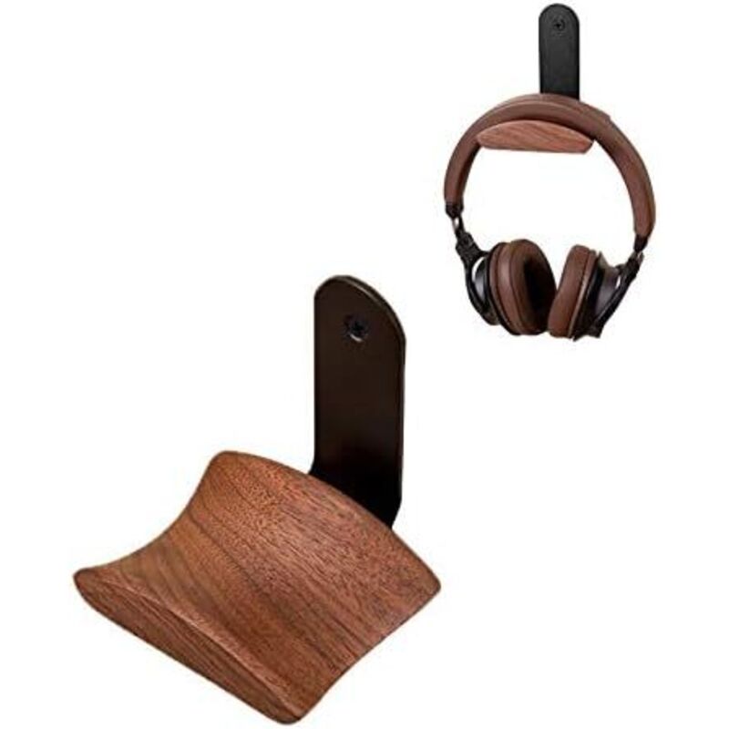 Universeller Gaming-headset-ständer, Haken Aus Metall Und Walnussholz, 2 Montageoptionen, Headset-ständer Für Studio, Büro Und Zuhause
