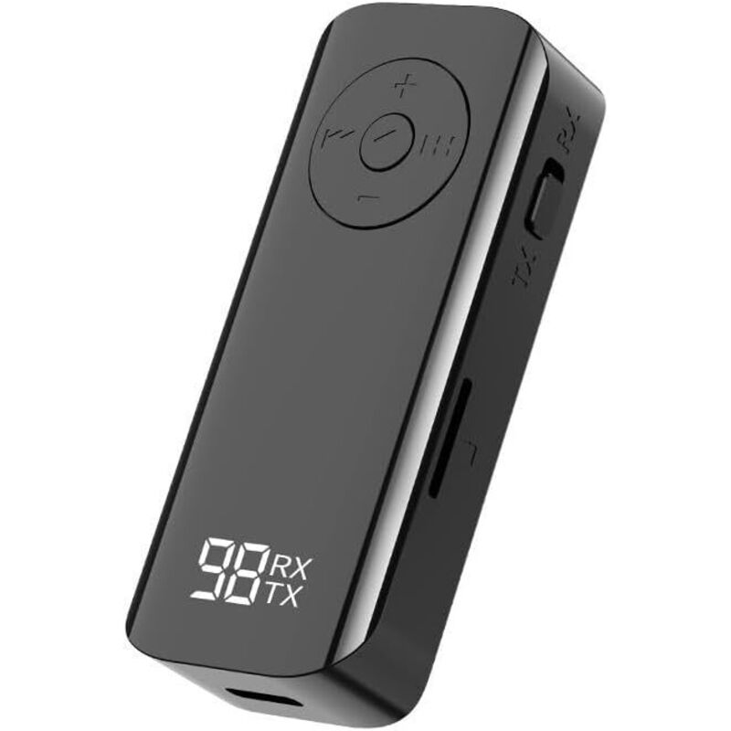 2-in-1-bluetooth-adapter (bluetooth 5.3 Sender Und Empfänger, 3,5-mm-anschluss), Mit Display, Ansteckdesign, Tf-kartenkompatibel, Freisprechfunktion