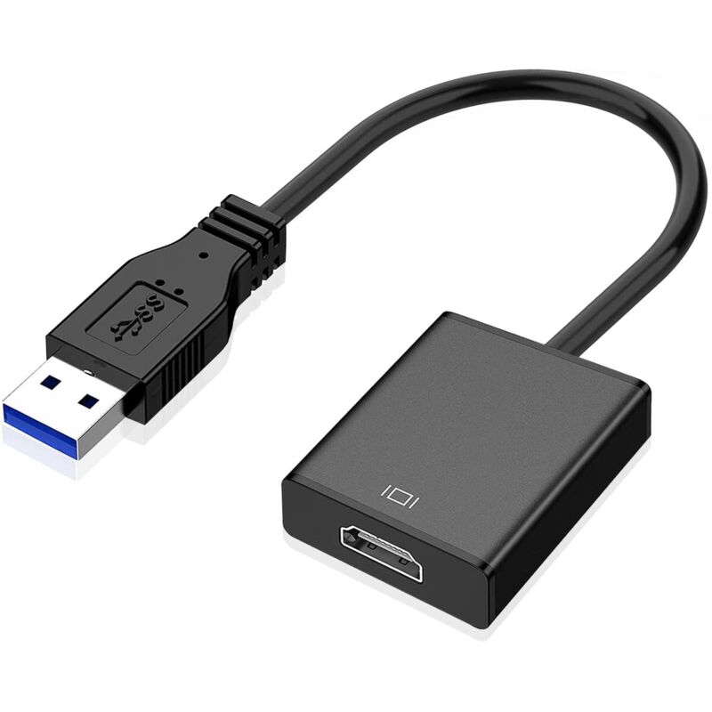 Usb-zu-hdmi-adapter, Usb 3.0/2.0-zu-hdmi-audio-video-adapter, 1080p-hd-video-grafikkabel-konverter Für Pc, Laptop, Hdtv, Fernseher, Kompatibel Mit Windows Xp/7/8/8.1/10 – Schwarz