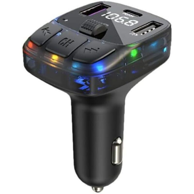 Bluetooth 5.3 Mp3-fm-transmitter Mit 2 Usb-anschlüssen + Usb-c – Hintergrundbeleuchtetes Lcd-display – Kfz-ladegerät Und Freisprechfunktion – Mp3/wma/wav-wiedergabe, Einfache Verbindung, 12 V