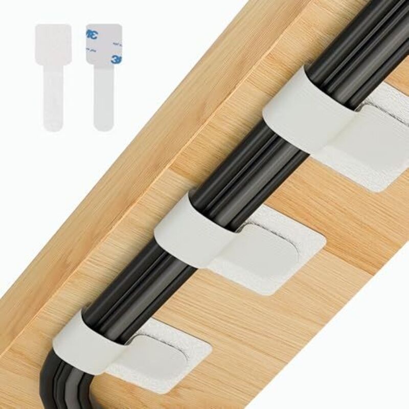 50er-packung Selbstklebende Klett-kabelbinder Für Den Schreibtisch, Kabelorganisator, Kabelhalter, Kabelclips, Kabelbefestigungsclips Für Fernseher Und Lichterketten, Weiß