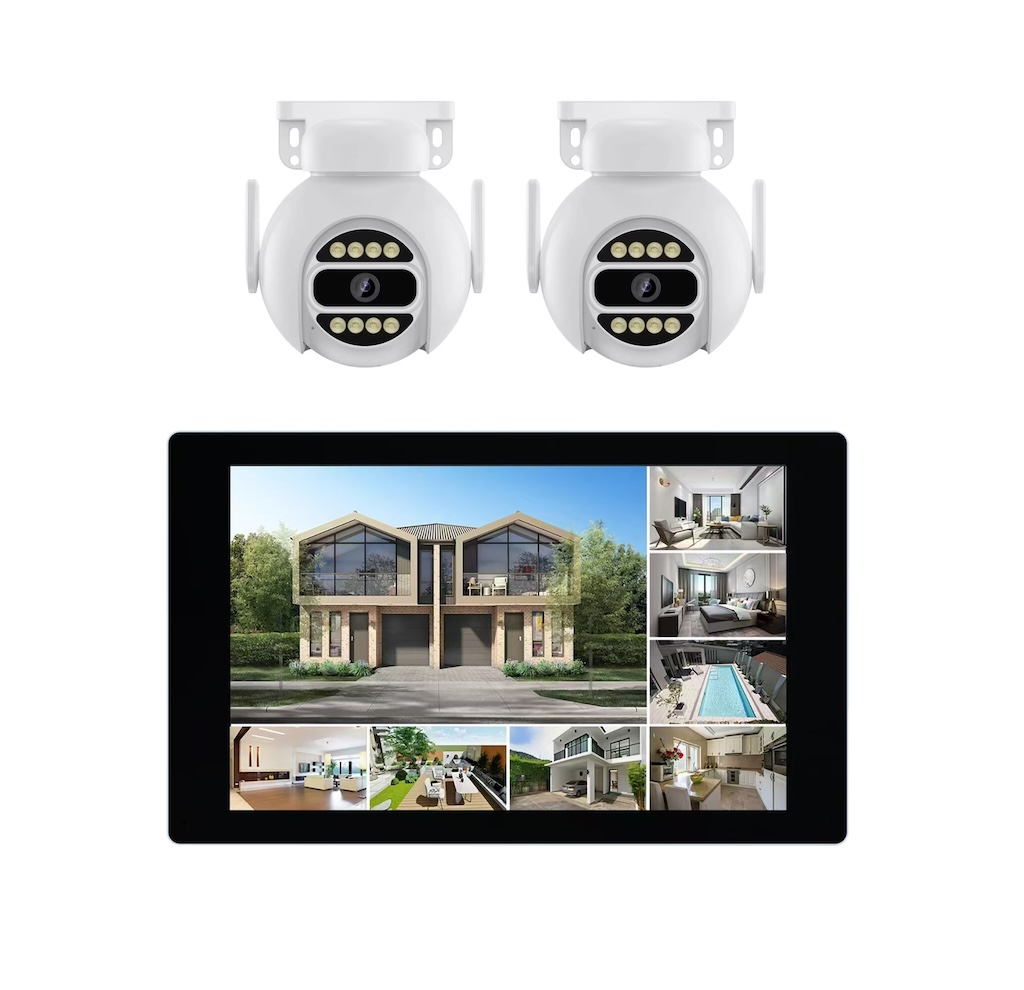 Set Mit 2 Vernetzten Außenkameras – 10,1-zoll-touchscreen Und 1-tb-festplatte Link2home