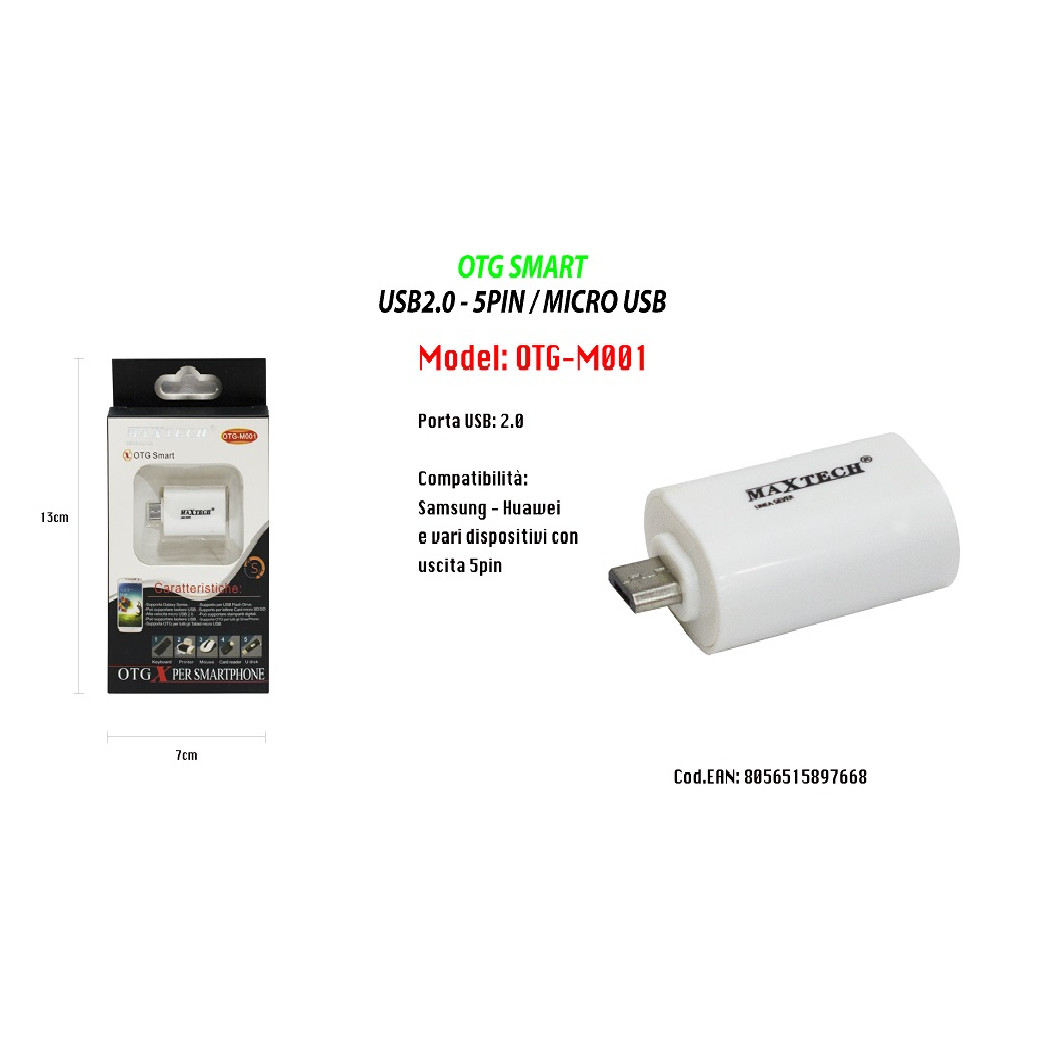 Trade Shop - Otg Smart Pen Tastaturdrucker Pc Smartphone Adapter Usb-kartenleser Maxtech Otg-m001 -