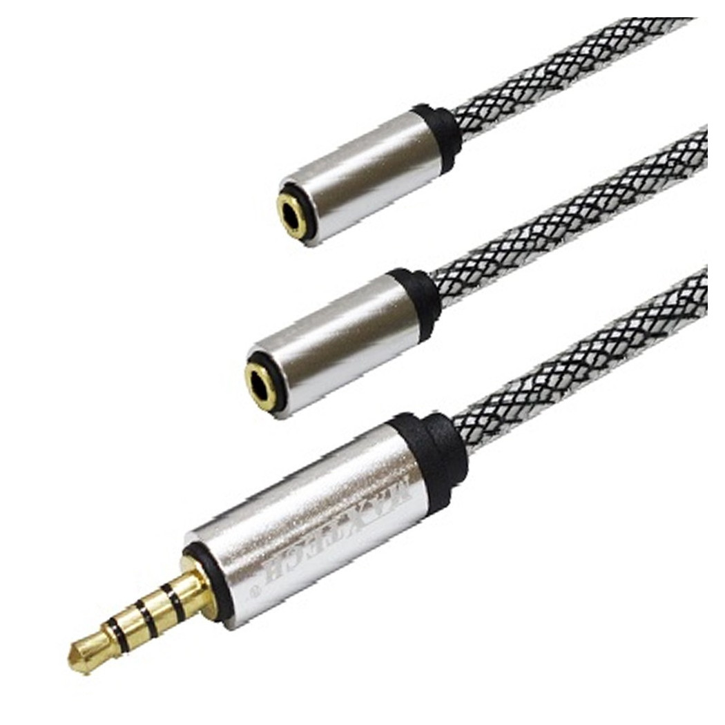 Trade Shop - Audio Cavio Aux 3.5mm Per Smartphone Splitter Adattatore Maxtech 2m Aux3-m2f0.2m -