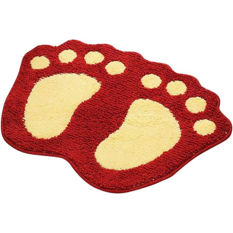 Rutschfeste Badematte, Schnell Trocknend, Wasserabsorbierend, Für Schlafzimmer, Küche, Flur, Eingang, Baumwolle, Rot, Größe M (60 X 40 Cm)