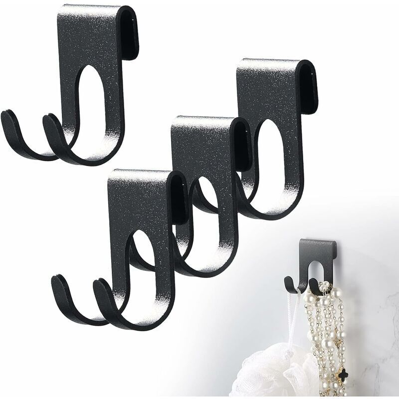 Schwarz 4 Stück Selbstklebende Rasiererhalter-haken, Handtuchhaken, Edelstahlhaken Ohne Bohren, Rasiererhalter, Zusätzliche Haken Für Duschregal Im Badezimmer
