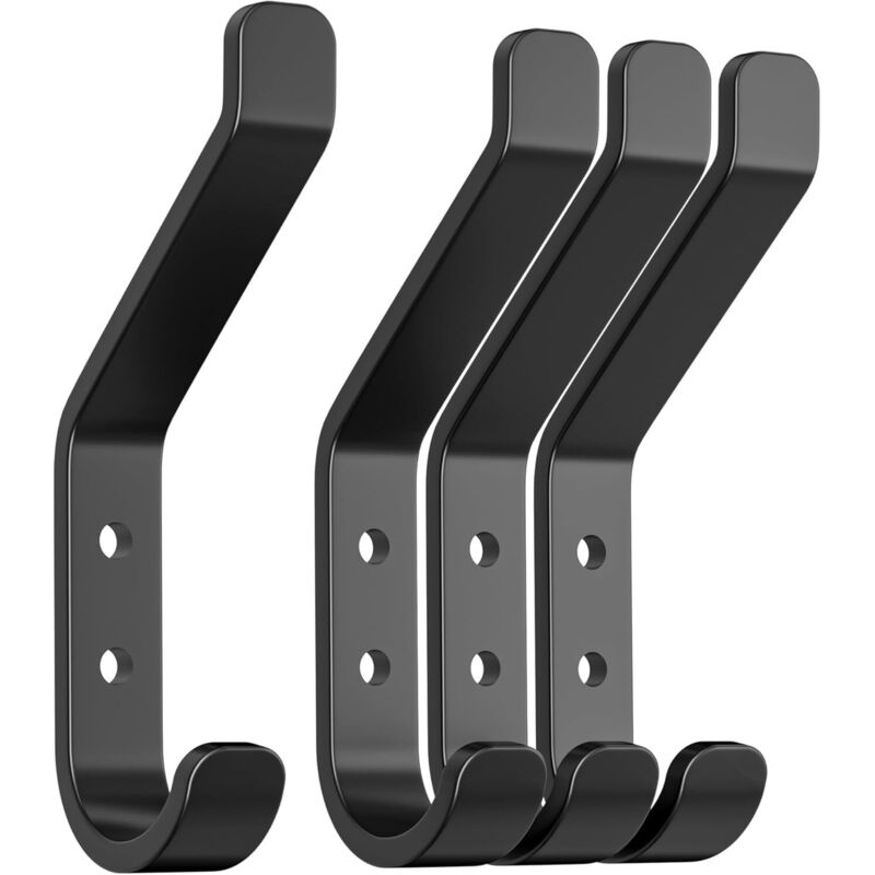4er-set Wandhaken Für Akustikplatten, Schraubhaken, Garderobenhaken, Jacken- Und Huthaken, Aluminium, Schwarz, 10 Cm