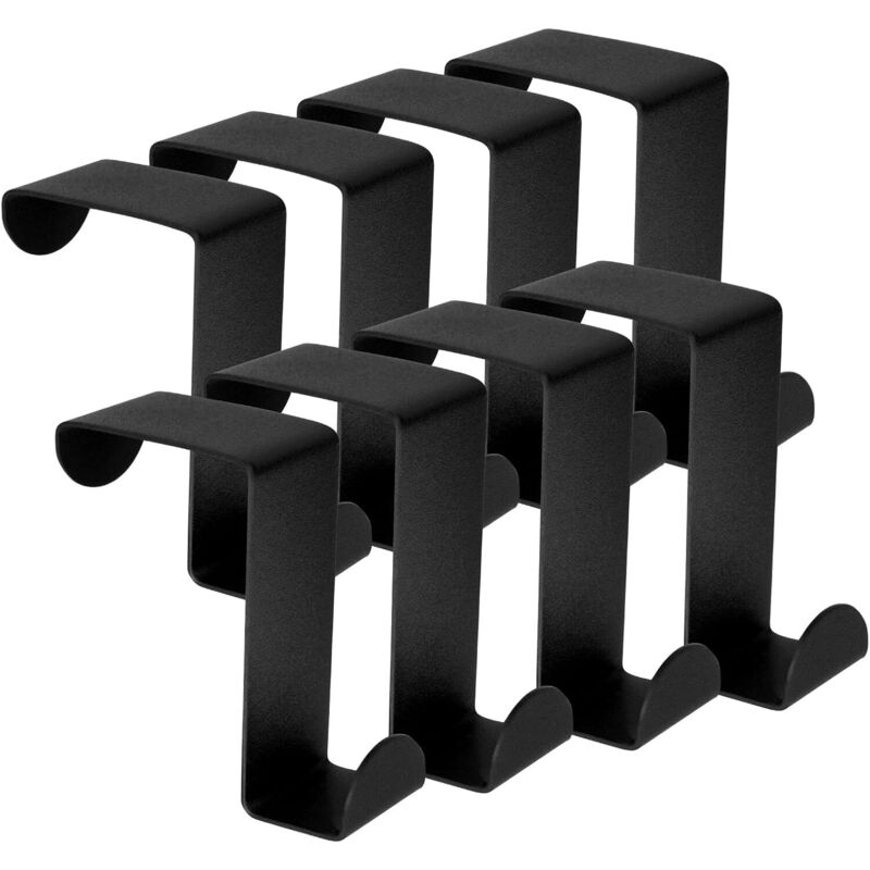 Türhaken, 8 X Z-förmiger Edelstahl-türhaken, Haken Für Türschrankkante, Kleiderhaken Für Tür, Schublade, Schrank, Badezimmer, Küche - Schwarz