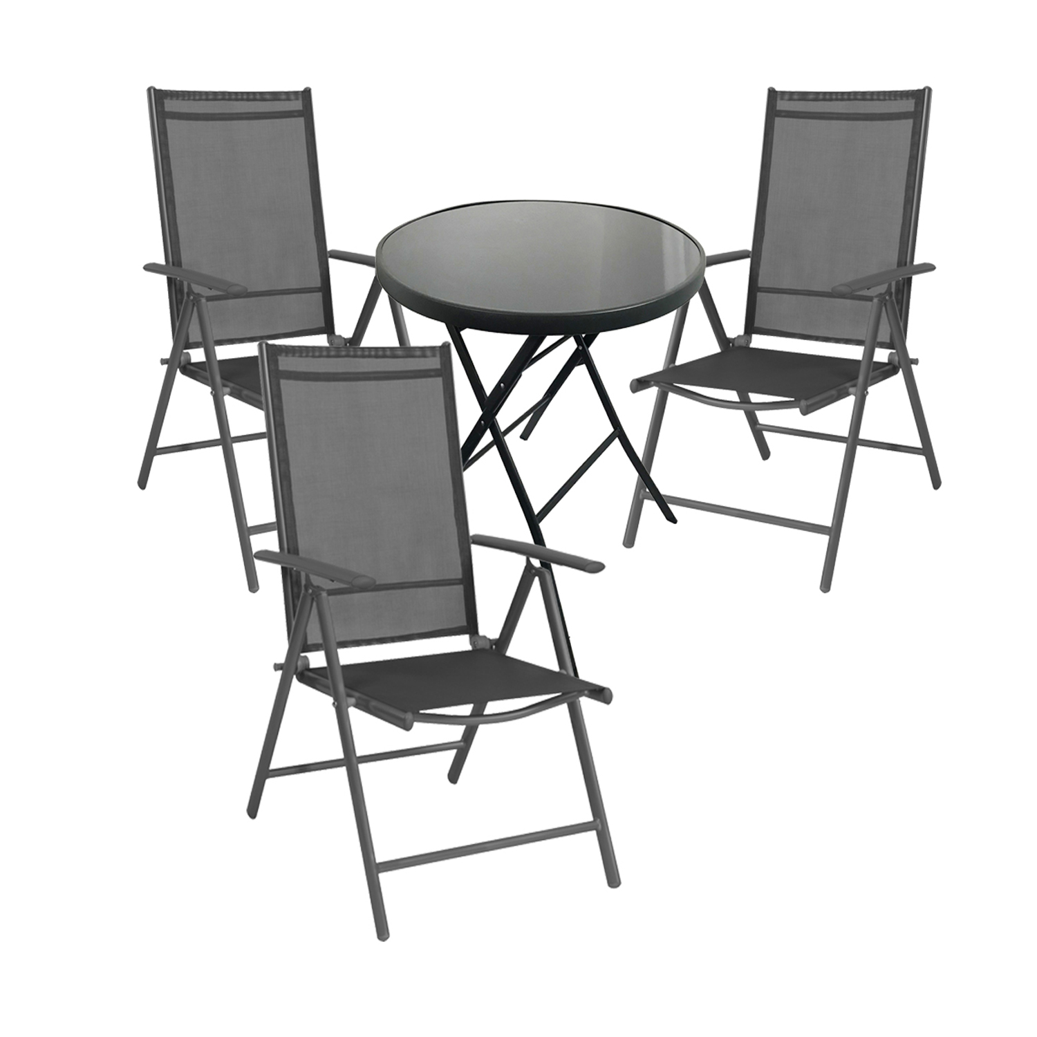 Bistrogarnitur 4-teilig Anthrazit + 3 Hochlehner-mmc330851dg+3xm116001