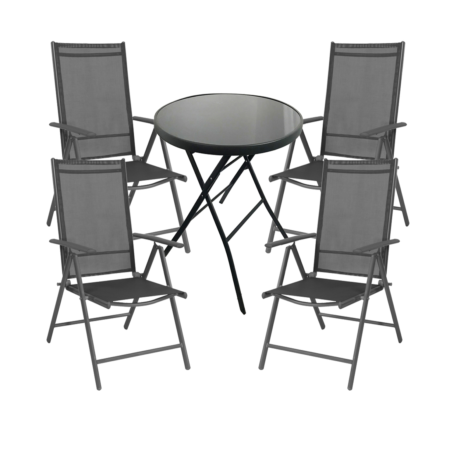 Bistrogarnitur 5-teilig Anthrazit + 3 Hochlehner-mmc330851dg+4xm116001