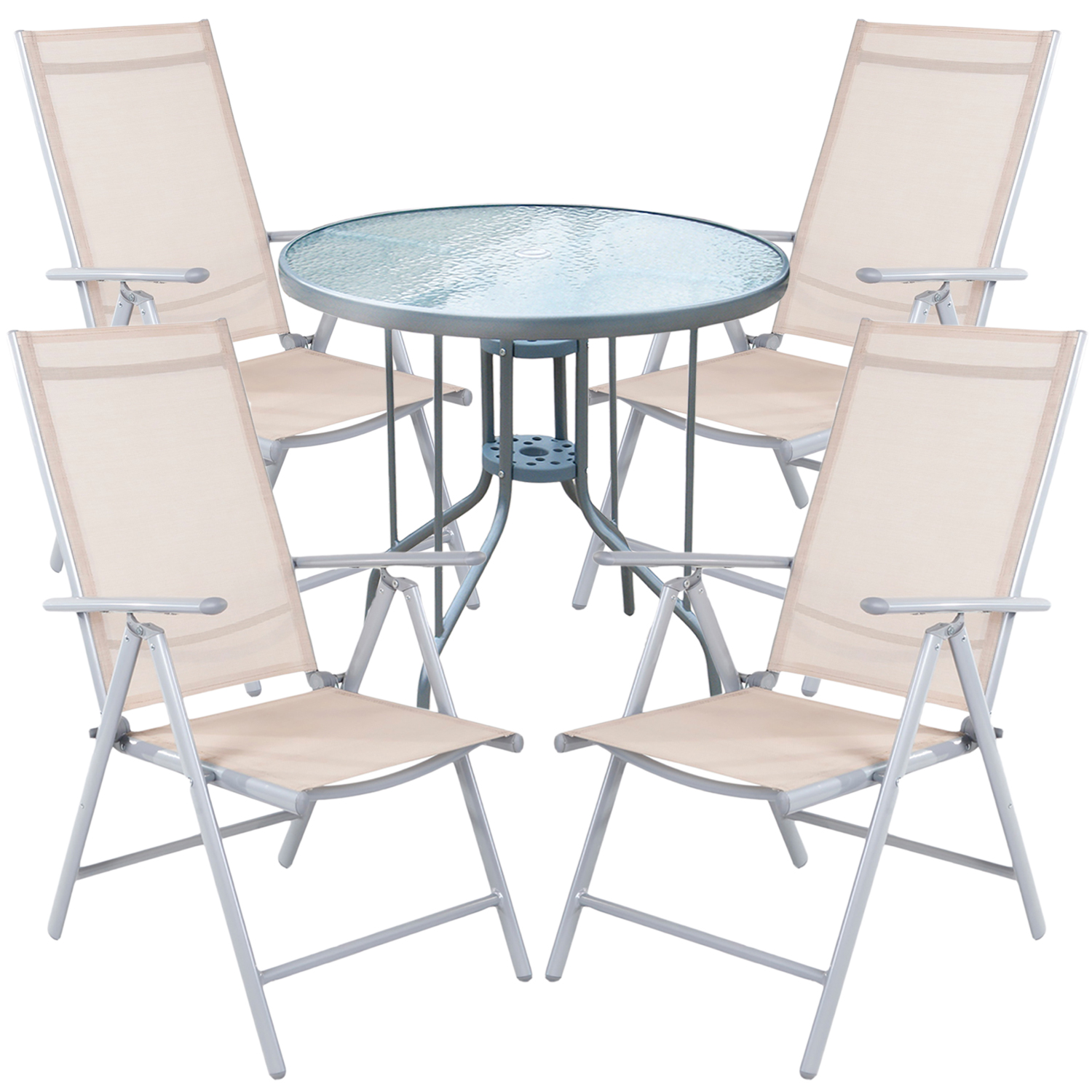 Bistrogarnitur 5-teilig Silber/beige-mmc90+4xmmc5000b