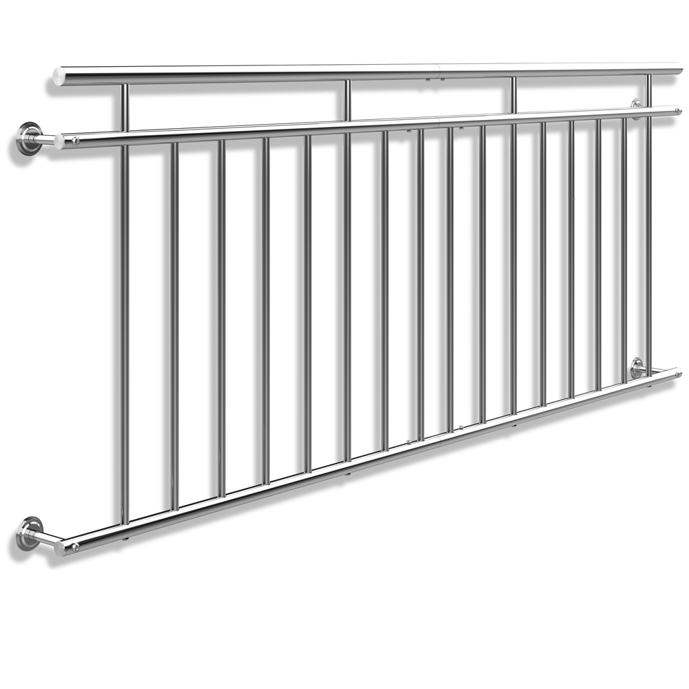 Monzana Französischer Balkon Edelstahl Pflegeleicht Füllstäbe Balkongeländer Terrassengeländer Fensterschutz 225cm