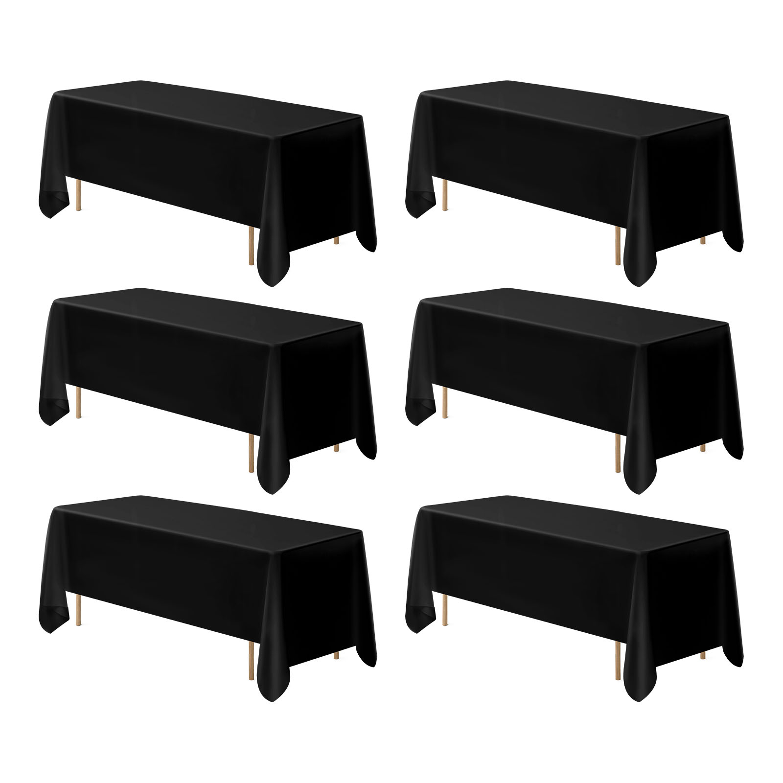 Mophorn 6 X Tischdecke 1778x3048 Mm, Wiederverwendbarer Tischschutz, Maschinenwaschbares Polyester-tischtuch Für Hochzeiten, Bankette Und Formelle Anlässe, Schwarz