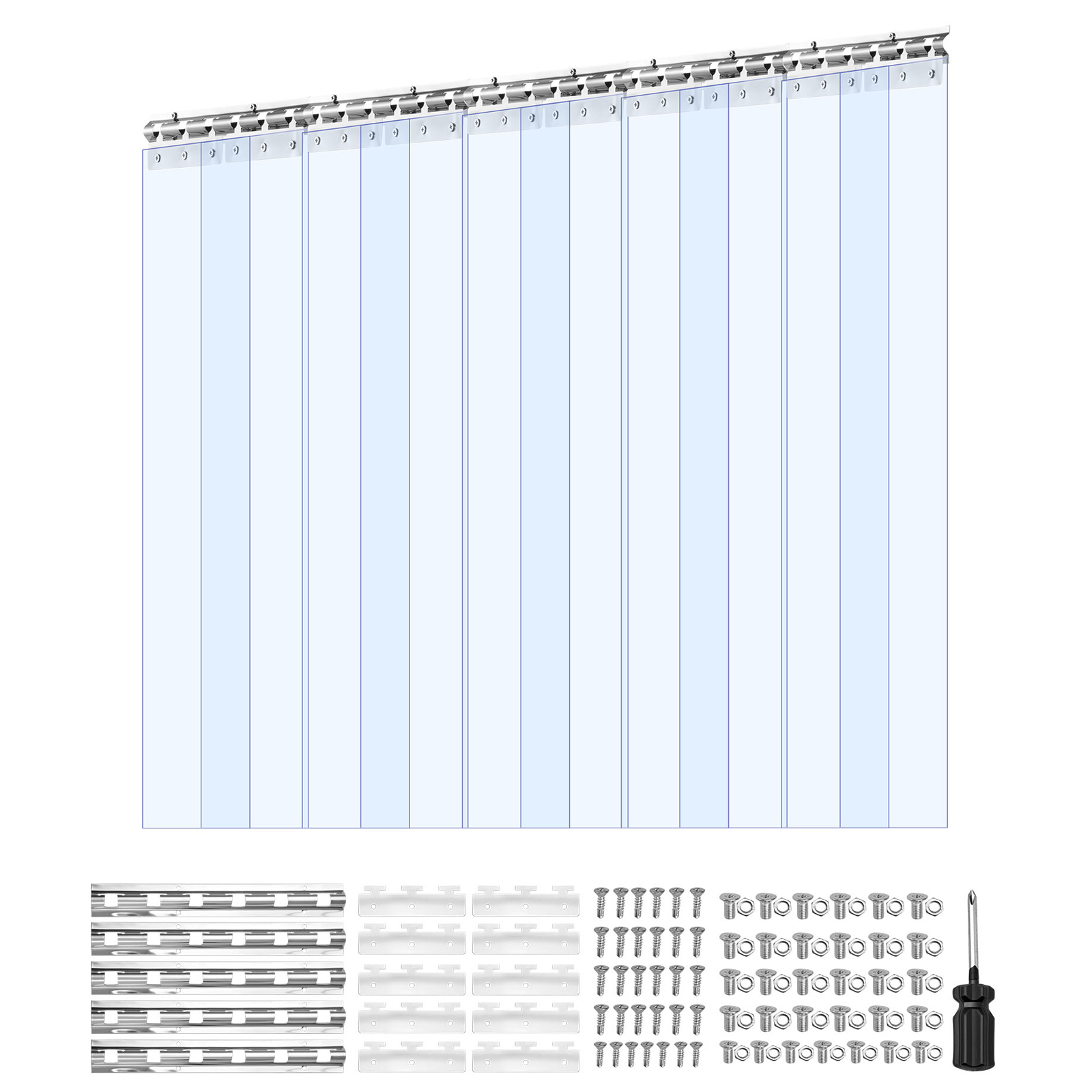 Mophorn Pvc-streifenvorhang, 1524x2440 Mm, 2 Mm Stärke, 10er-pack Lamellen, -20 Bis 60℃ Temperaturbereich, Glatte Kunststoffstreifen Für Lager, Gefrierschränke Und Garagentore, Transparent