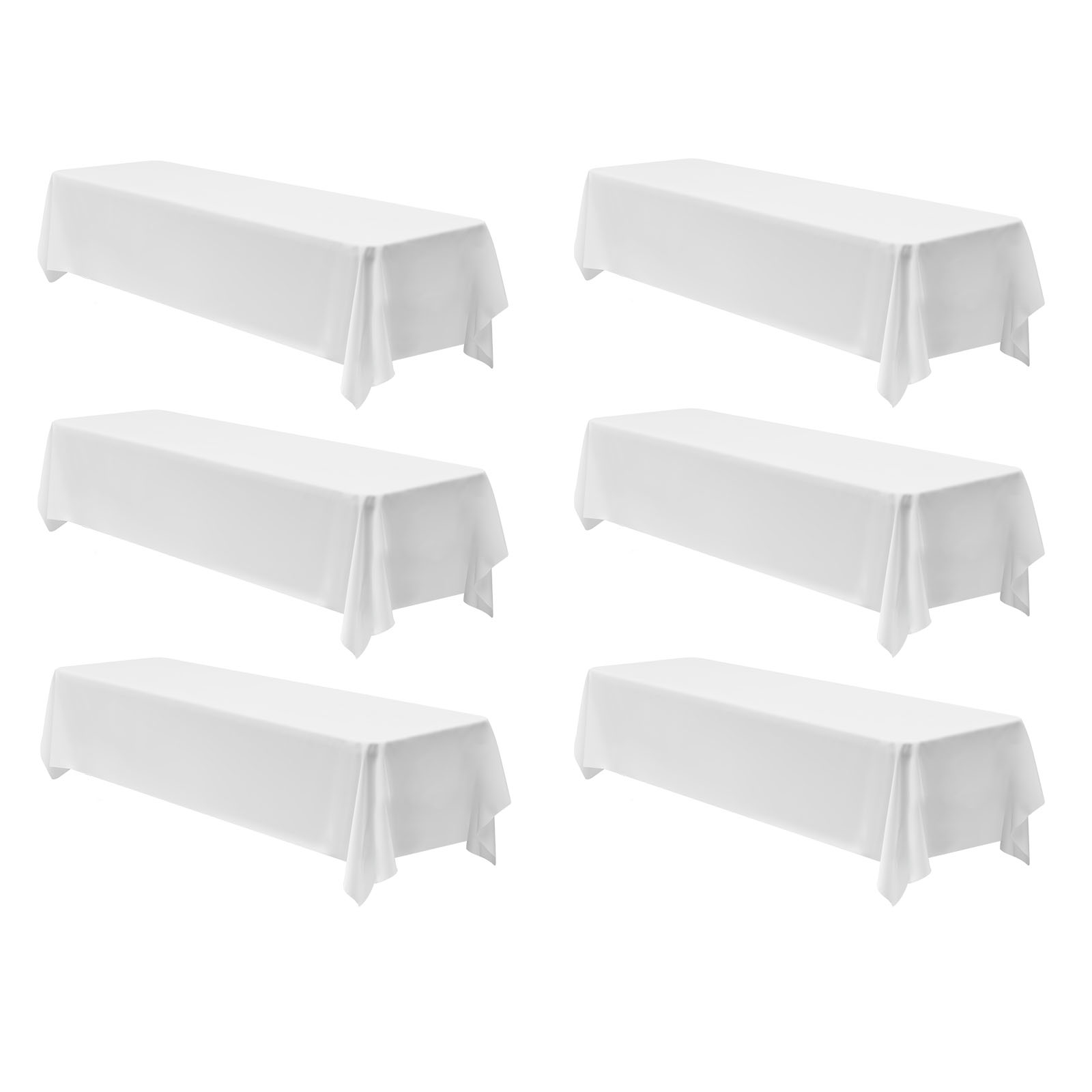 Mophorn 6 X Tischdecke 2286x3353 Mm, Wiederverwendbarer Tischschutz, Maschinenwaschbares Tischtuch Aus Polyester Für Feiern, Hochzeiten, Bankette Und Andere Veranstaltungen, Weiß