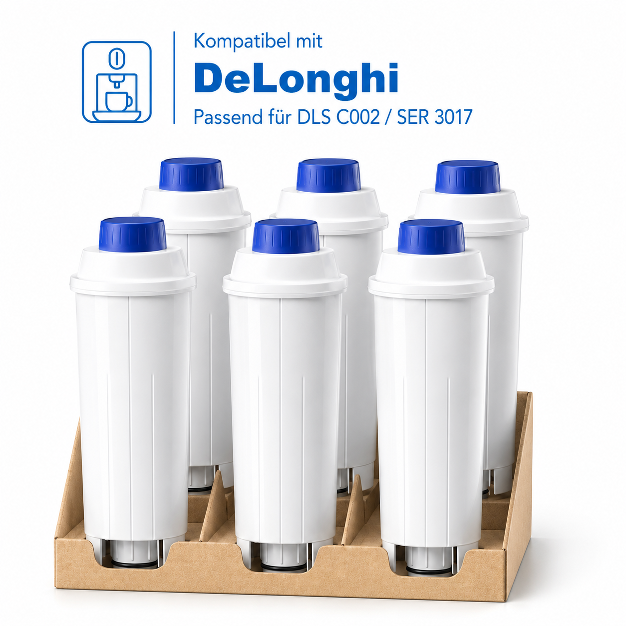 Kompatibler Wasserfilter Für Kaffeevollautomaten – Passend Für Delonghi Dlsc002 / Ser3017 (ecam-serie) – Reduziert Kalk & Verunreinigungen – Aktivkohle & Ionenaustauscherharz – 6er Pack