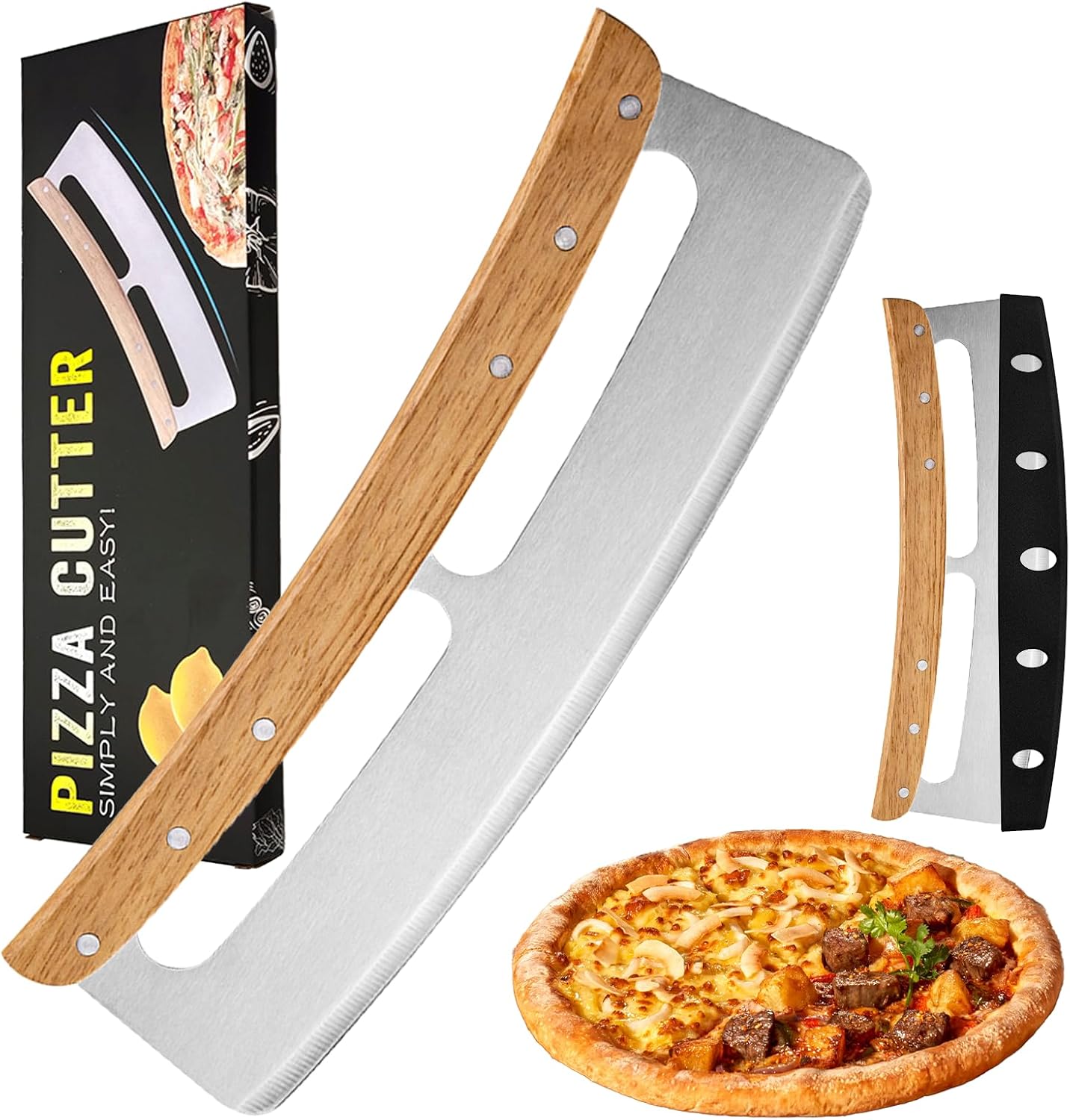 Pizzaschneider – Großes Pizzamesser Aus Edelstahl Mit Klingenschutz, Spülmaschinenfest, Geeignet Für Pizzen Und Kuchen (35 Cm)