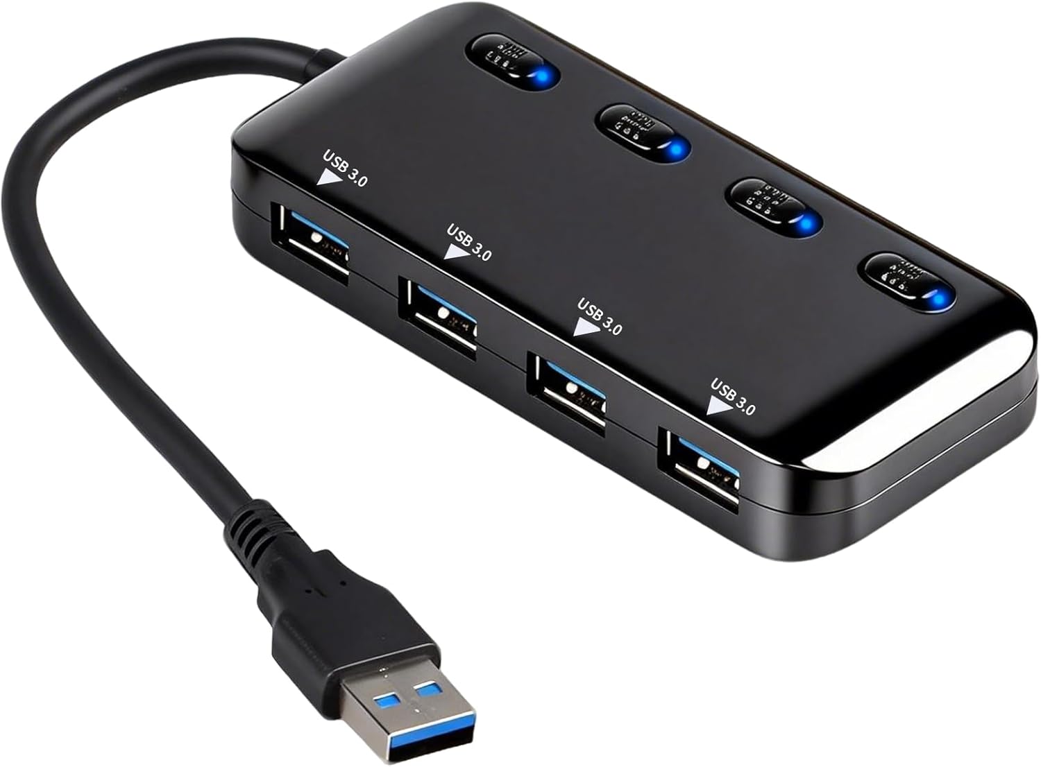Usb 3.0 Hub Mit Mehreren Anschlüssen, Ultradünnes Design Mit Separaten Ein-/ausschaltern Und Led-anzeigen, Mehrere Usb-anschlüsse, Kompatibel Mit Pc, Mac Und Usb 2.0, Leicht Zu Verstauen Und Zu Transp