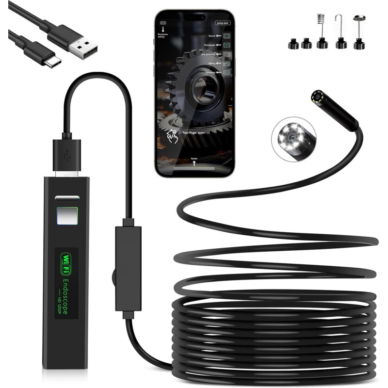 Hd Wi‑fi Kabellose Endoskop-kamera Für Smartphones, Kompatibel Mit Ios Und Android, 720p, 5 M Kabel