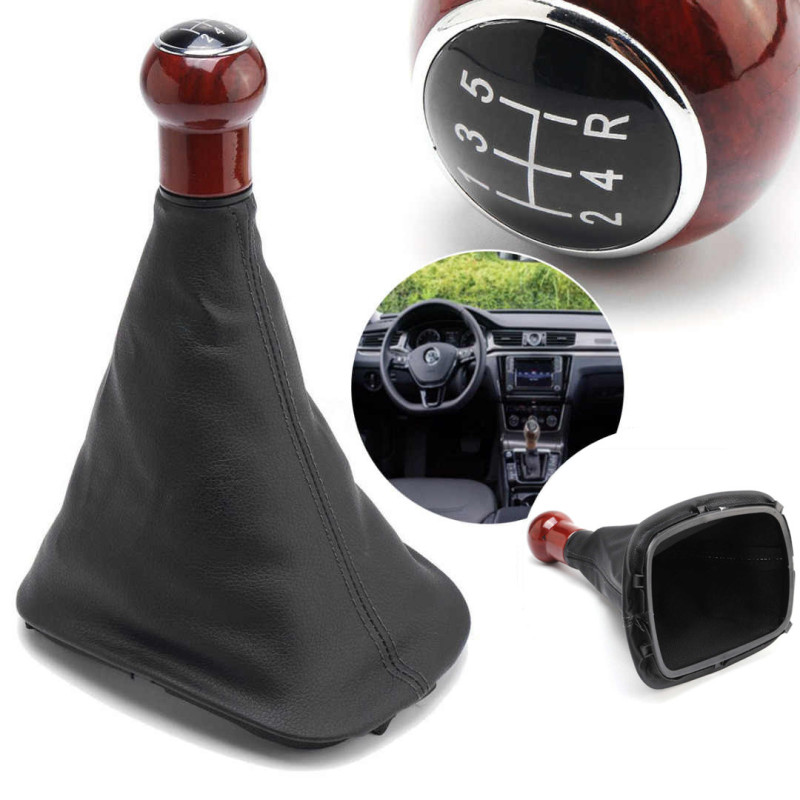 Schaltknauf Mit Manschette, Braun (mahagoni), Lederbezug, Volkswagen Vw Passat B5/b5.5 1998–2004, 5‑gang