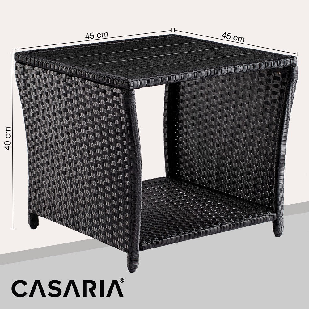 Gartenbeistelltisch Aus Polyrattan Schwarz 45 X 45 X 40 Cm Wpc Tischplatte