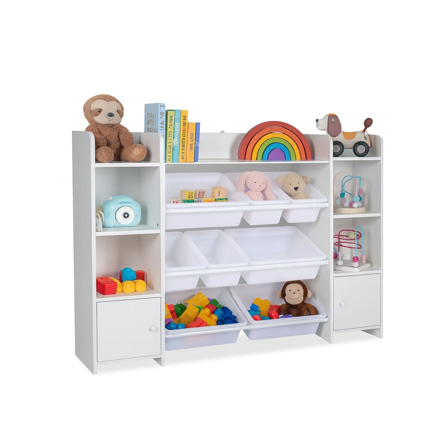 Kinderspielzeugregal Mit 8 Boxen Und 3 Regalboden