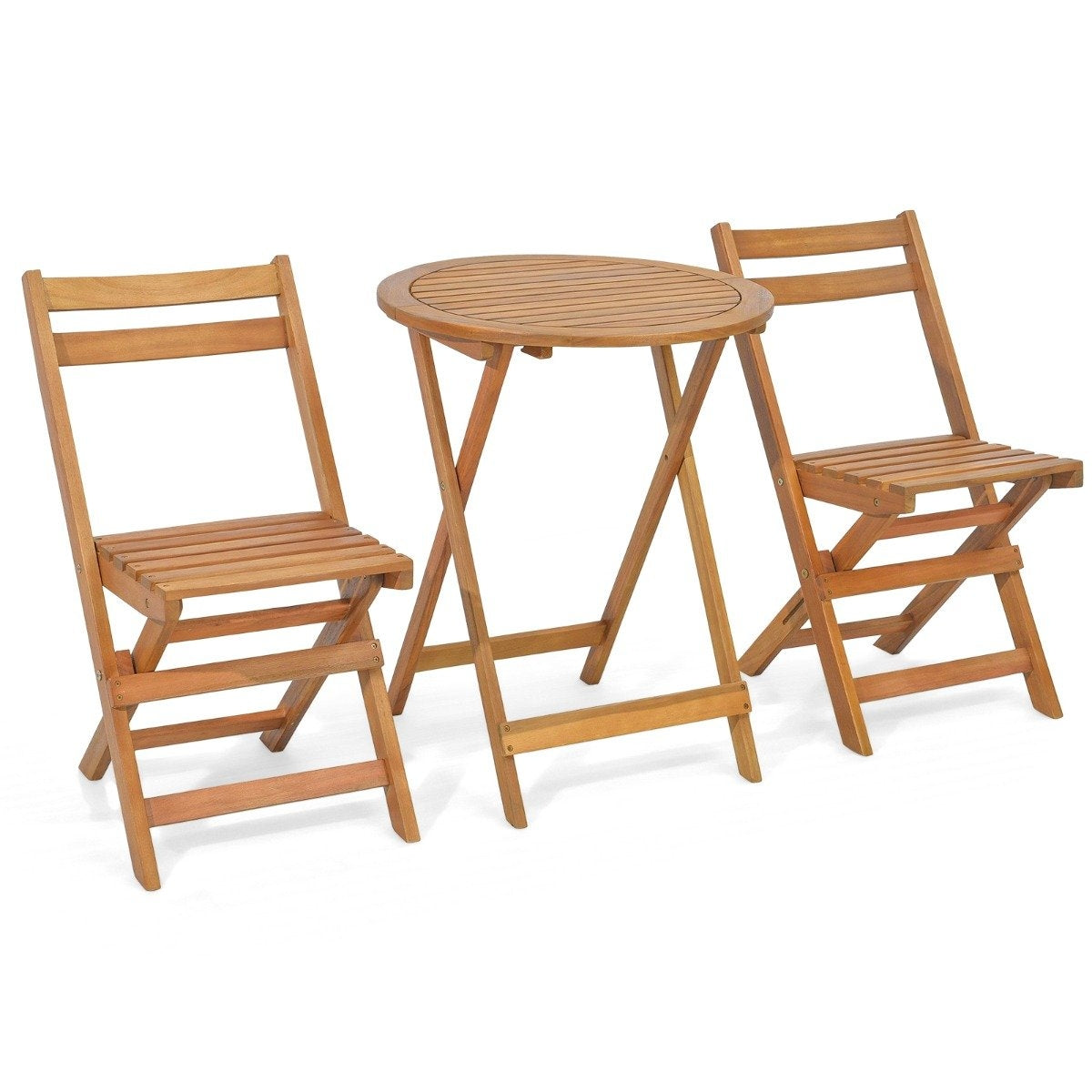 3tlg Bistroset Aus Holz Mit Stabilem Akazienholzrahmen Latten Sitzflache Tischplatte