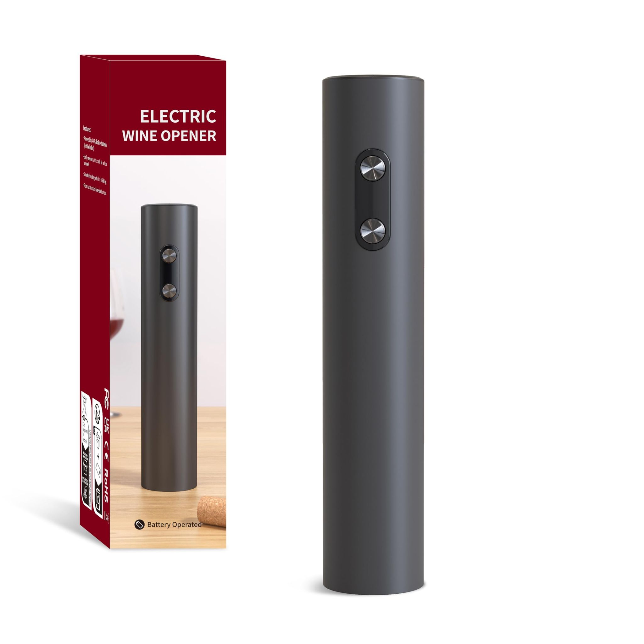 Professioneller Kabelloser Automatischer Elektrischer Korkenzieher, Batteriebetrieben, Perfektes Geschenk Für Weinliebhaber, Schwarz.