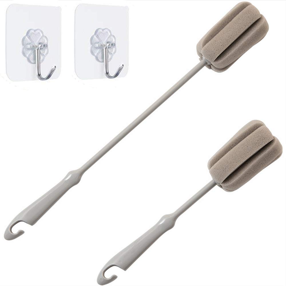 Flaschenreinigungsset Mit Bürste, 2 Packungen (1 Lange Reinigungsbürste Und 1 Kurze Reinigungsbürste) Und Einem Weinglasschwamm.